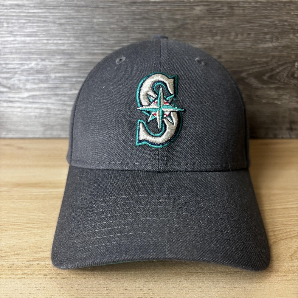 Seattle Mariners Hat Cap Fitted Mens Small Medium Gray MLB Baseball New Era